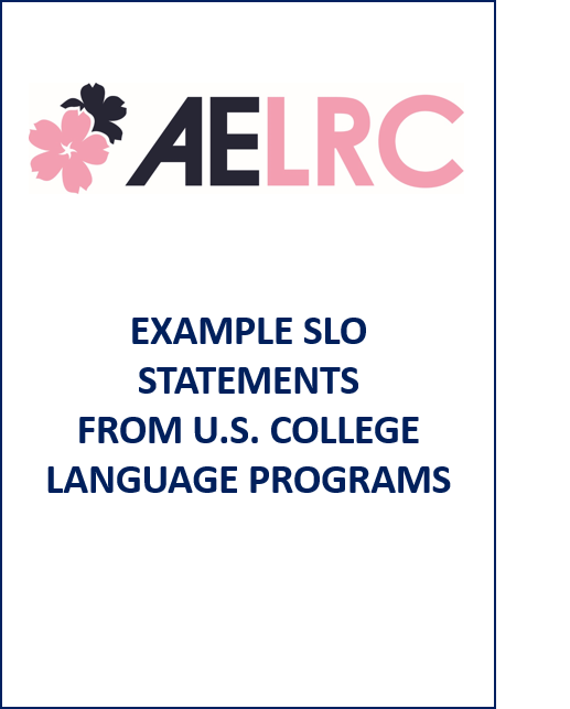 Cover of Example student learning outcome (SLO) statements from U.S. college language programs