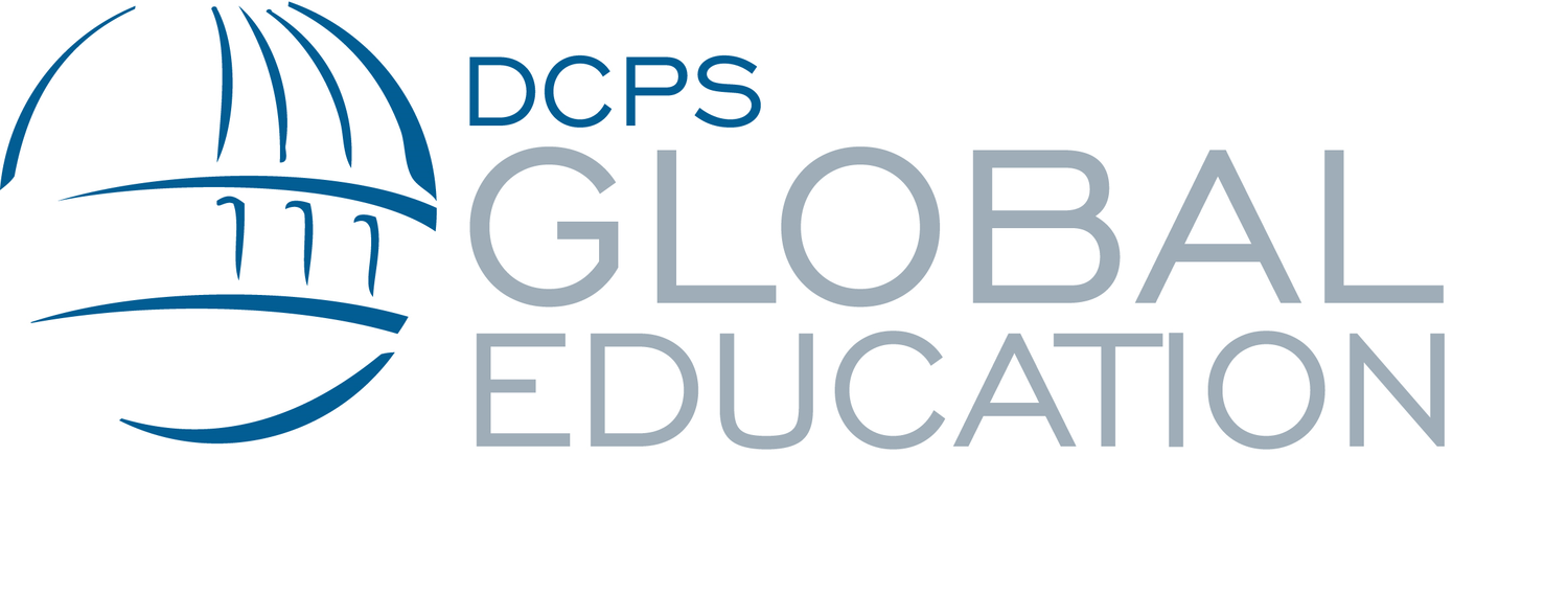 Stylized globe next to text reading DCPS Global Education