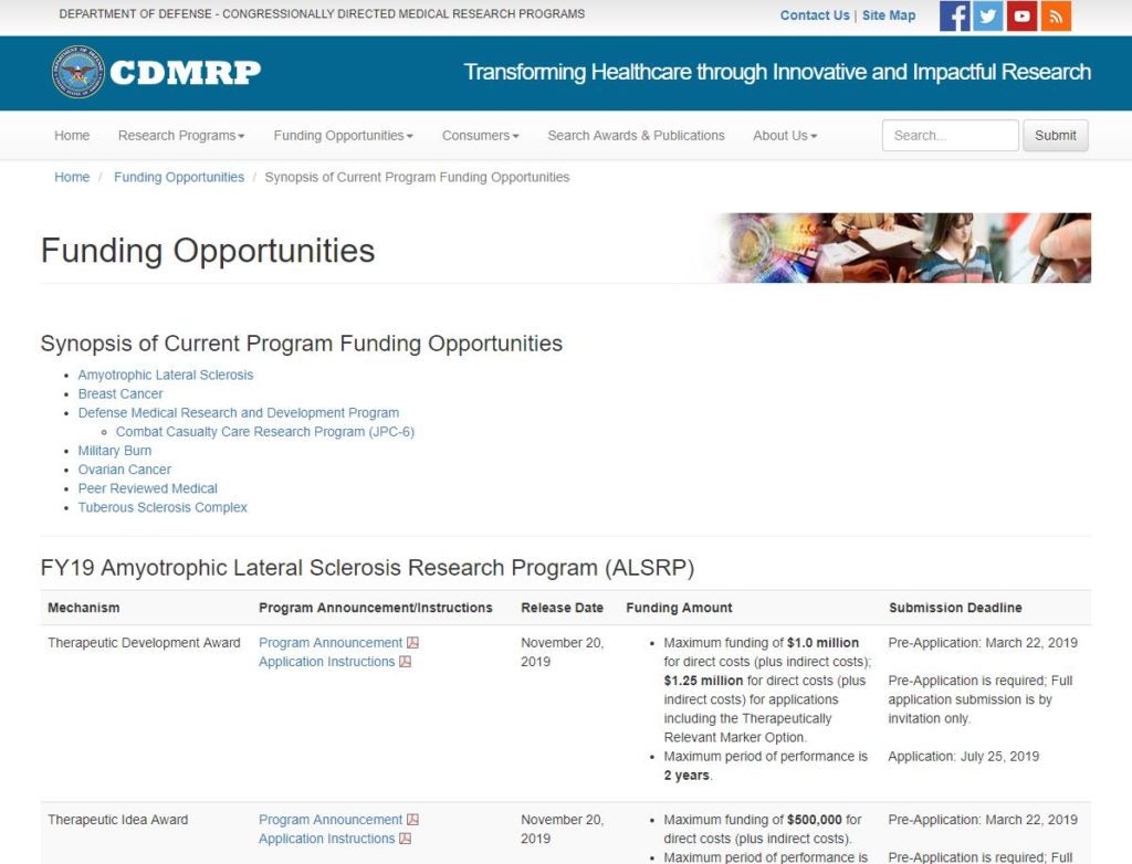 CDMRP funding opportunities