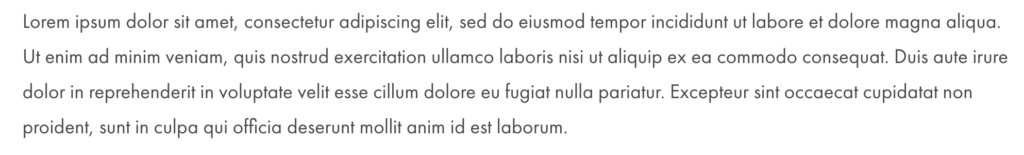 View of a paragraph block with Lorem Ipsum text.