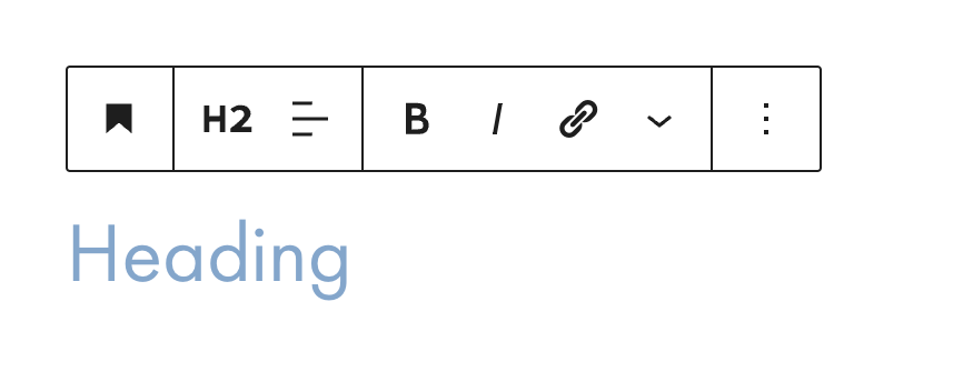 View of a heading block in the WordPress editor.