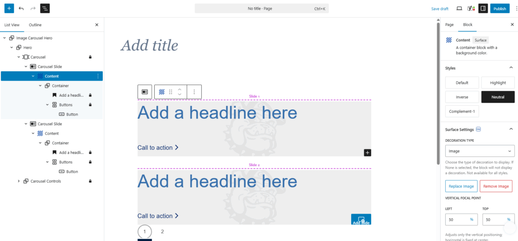 Screenshot showing the expanded document overview and the inspector panel where the image replacement occurs.