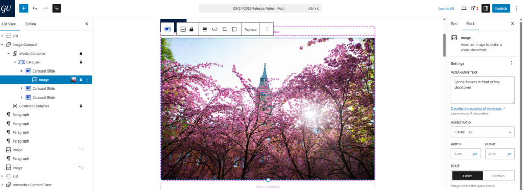 Screenshot showing the expanded document overview and the inspector panel.
