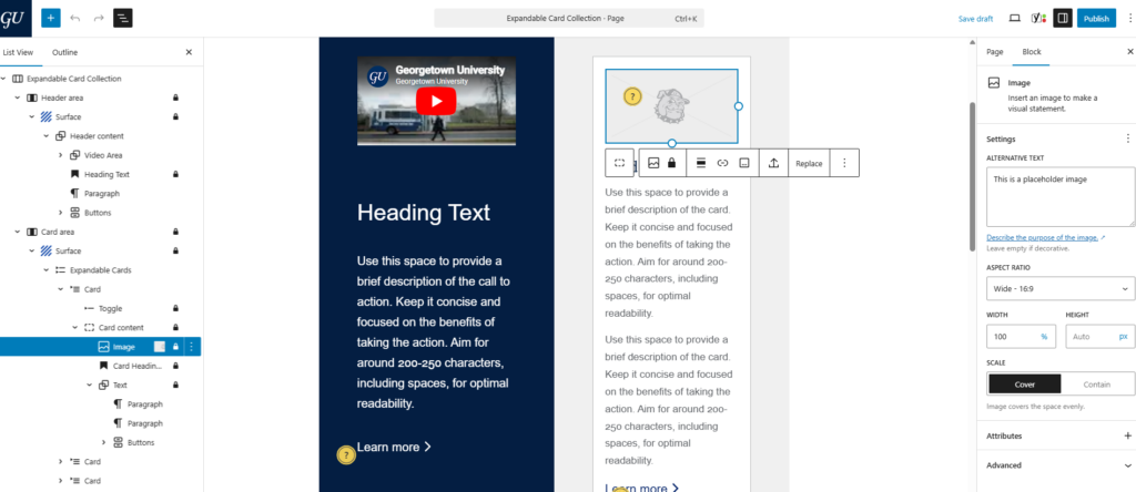 Screenshot showing the expanded document overview and the inspector panel.