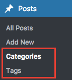 View of the Posts and Categories and Tags tab. 