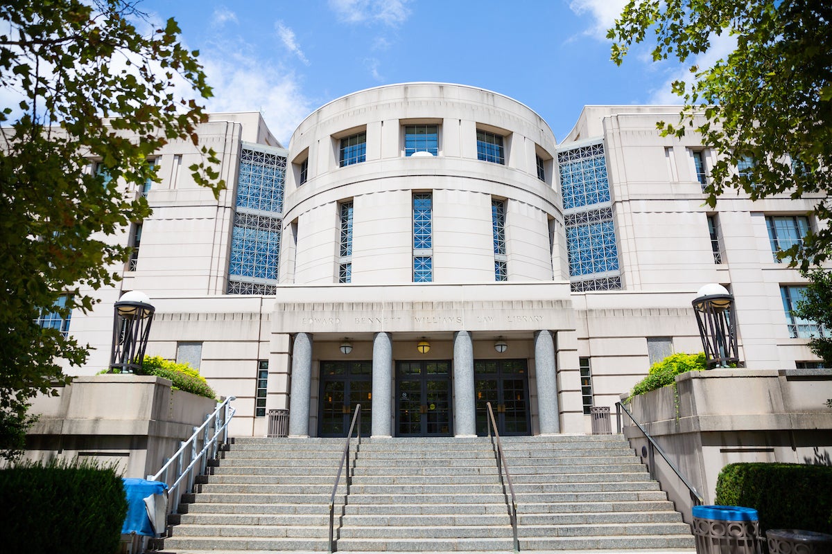 Exterior of the Georgetown Law Center.