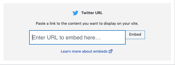 View of prompt to enter a twitter URL.