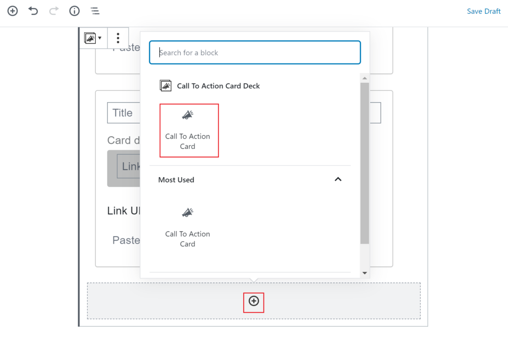 Adding a Call to Action Card to a Call to Action Card Deck.