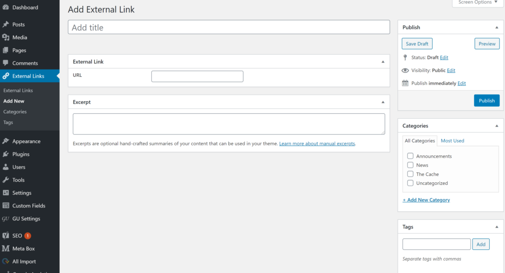 A blank view of an external link page.