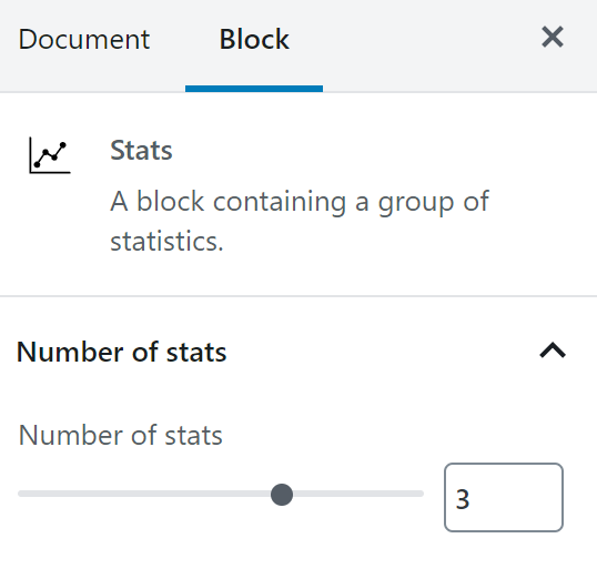View of the block’s setting with the number stats on the block being customized.