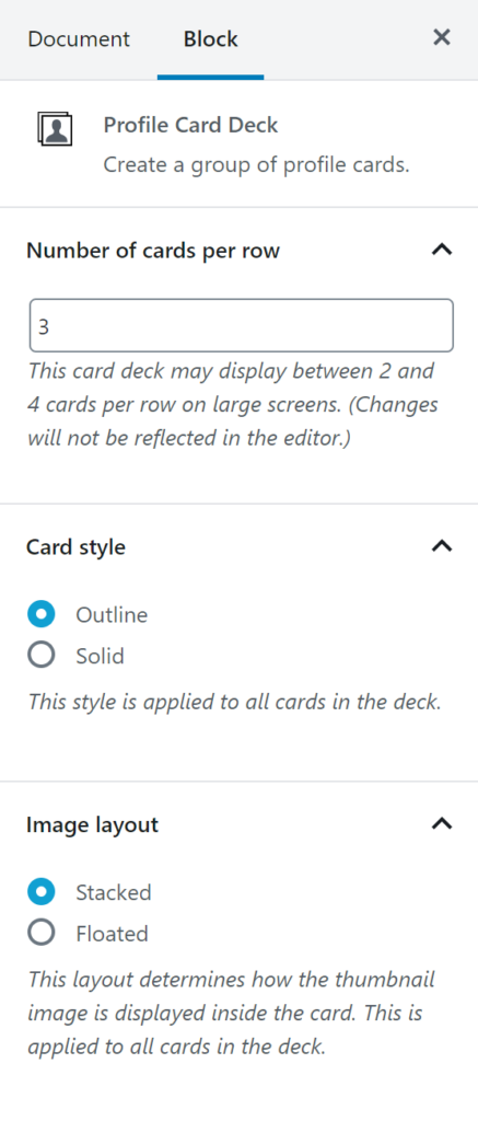 Customizing the appearance of a profile card deck.