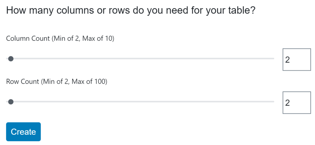 A user has chosen the Data Table block.