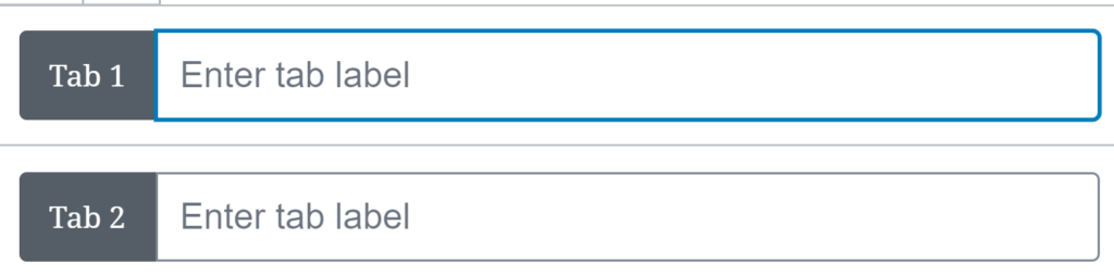 A user is about to fill out a Tab Panel block.