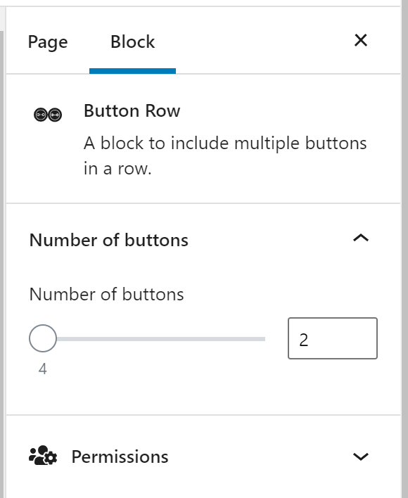 The button row block settings