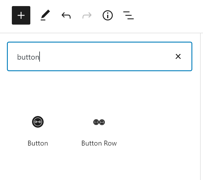 The word “button” in the block search bar.
